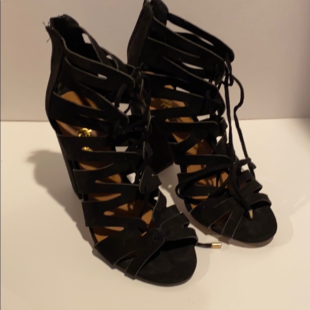 Black lace up heels